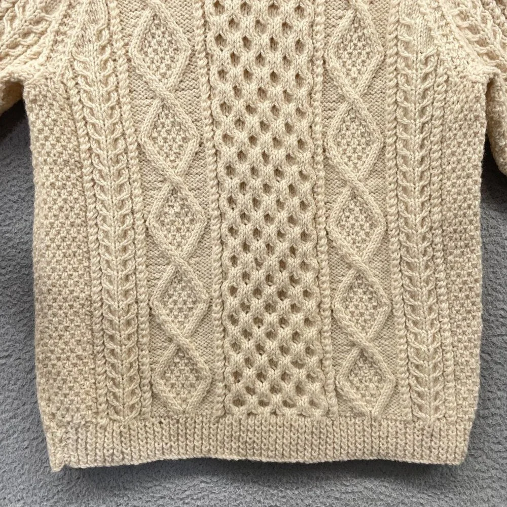 Vintage Mens Irish Fisherman Sweater KAM Knitwear Aran Hand Knits Wool 42 Medium - Picture 7 of 14